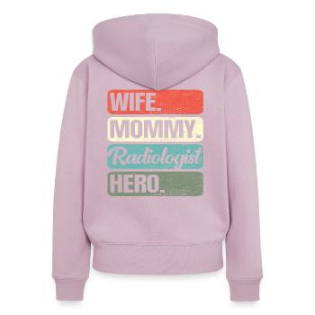 Frau Mom Radiologist Hero Muttertag Mutterschaft - Frauen Premium Bio Zip Hoodie - Altrosa - Hinten - Julia (174cm)