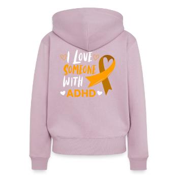 Ich liebe jemanden mit ADHS psychische Gesundheit Bewusstsein - Frauen Premium Bio Zip Hoodie - Altrosa - Hinten - Julia (174cm)