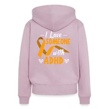 Ich liebe jemanden mit ADHS psychische Gesundheit Bewusstsein - Frauen Premium Bio Zip Hoodie - Altrosa - Hinten - Julia (174cm)