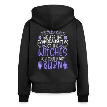 Wir sind die Enkelinnen des Hexenfeminismus - Frauen Premium Bio Zip Hoodie - Schwarz - Hinten - Julia (174cm)