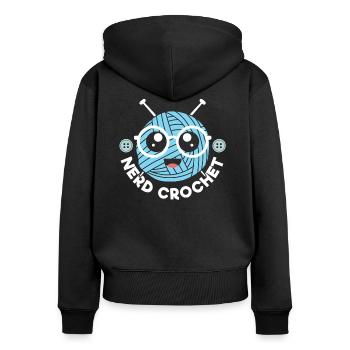 Nerd Crochet Yarn Collector Crochet tricot - Sweat à capuche zippé Premium bio Femme - noir - Dos - Julia (174cm)