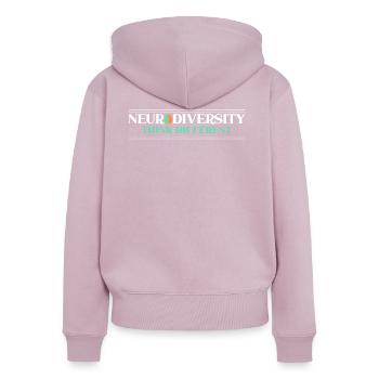 Neurodiversité Think Different Rainbow Brain EDD - Sweat à capuche zippé Premium bio Femme - rose poudré - Dos - Julia (174cm)