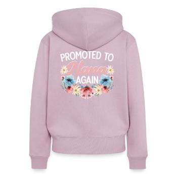 Promu à Nana nouveau baby announcement party - Sweat à capuche zippé Premium bio Femme - rose poudré - Dos - Julia (174cm)