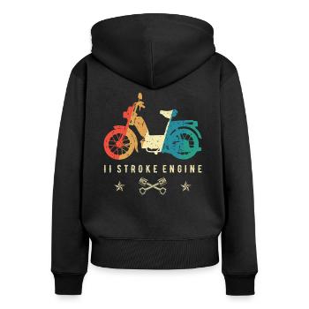 2 stroke engine 2 Takter Mobylette Cyclomoteur rétro cadeau - Sweat à capuche zippé Premium bio Femme - noir - Dos - Julia (174cm)