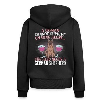 A Girl And Her German Shepherd Dog Mama Puppy - Women's Premium Organic Zip Hoodie - black - Back - Julia (174cm)