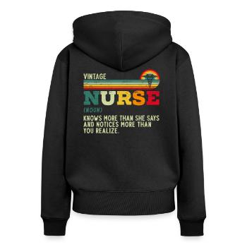 Vintage Krankenschwester Definition Krankenhaus medizinische Pflege - Frauen Premium Bio Zip Hoodie - Schwarz - Hinten - Julia (174cm)