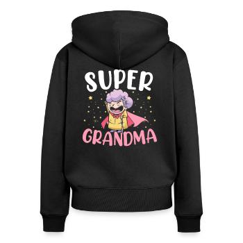 Super Oma Großmutter beste Oma überhaupt - Frauen Premium Bio Zip Hoodie - Schwarz - Hinten - Julia (174cm)
