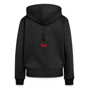Wein Liebhaber Kopfsprung Vino Illustration Girls - Frauen Premium Bio Zip Hoodie - Schwarz - Hinten - Julia (174cm)