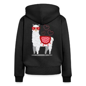 Cadeau d'alpaga lama pour femmes, hommes et enfants - Sweat à capuche zippé Premium bio Femme - noir - Dos - Julia (174cm)