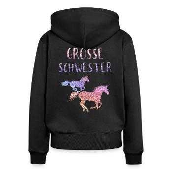 Große Schwester Geschenk Kinder Mädchen Einhorn - Frauen Premium Bio Zip Hoodie - Schwarz - Hinten - Julia (174cm)