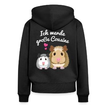 Große Cousine Geschenk Meerschweinchen - Frauen Premium Bio Zip Hoodie - Schwarz - Hinten - Julia (174cm)