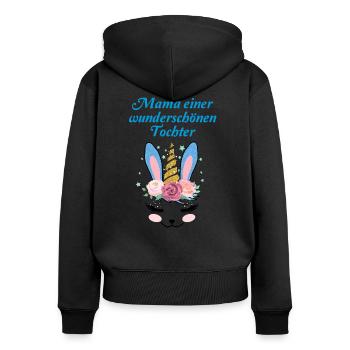 Mama Einer Wunderschönen Tochter Geschenk Mutter - Frauen Premium Bio Zip Hoodie - Schwarz - Hinten - Julia (174cm)