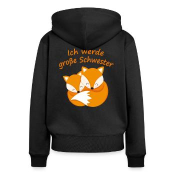 Ich werde Große Schwester Geschenk Mädchen Fuchs - Frauen Premium Bio Zip Hoodie - Schwarz - Hinten - Julia (174cm)