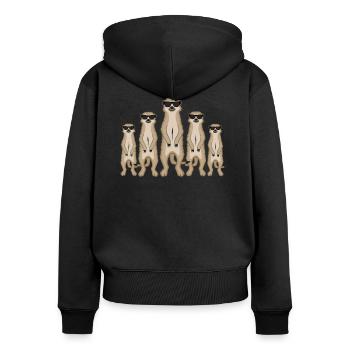 Cadeau drôle de lunettes de soleil gang suricate - Sweat à capuche zippé Premium bio Femme - noir - Dos - Julia (174cm)