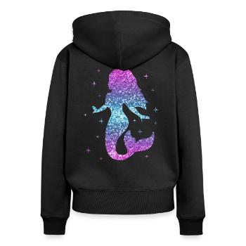 Mermaid ladies girls gift mermaid glitter - Women's Premium Organic Zip Hoodie - black - Back - Julia (174cm)