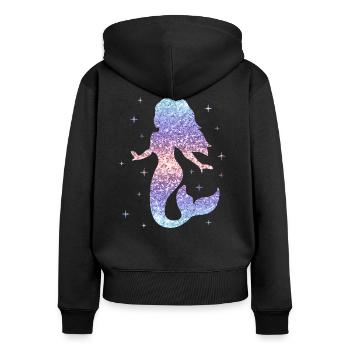 Mermaid women girls gift mermaid glitter - Women's Premium Organic Zip Hoodie - black - Back - Julia (174cm)