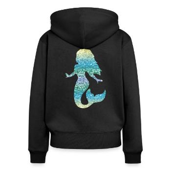 Mermaid women girls gift mermaid glitter - Women's Premium Organic Zip Hoodie - black - Back - Julia (174cm)