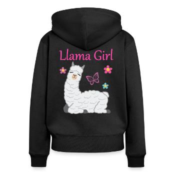 Lama alpaga fille cadeau femmes enfants - Sweat à capuche zippé Premium bio Femme - noir - Dos - Julia (174cm)