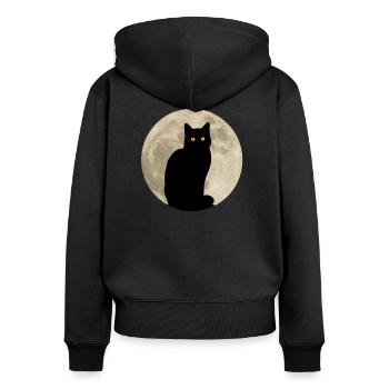 Katze Mond Lustig Geschenk Frauen Männer Kinder - Frauen Premium Bio Zip Hoodie - Schwarz - Hinten - Julia (174cm)