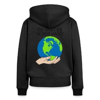Klimaschutz Bewegung Klimawandel Spruch Klima - Frauen Premium Bio Zip Hoodie - Schwarz - Hinten - Julia (174cm)