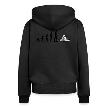 Kart Gokart Karting Cadeau d'évolution drôle - Sweat à capuche zippé Premium bio Femme - noir - Dos - Julia (174cm)