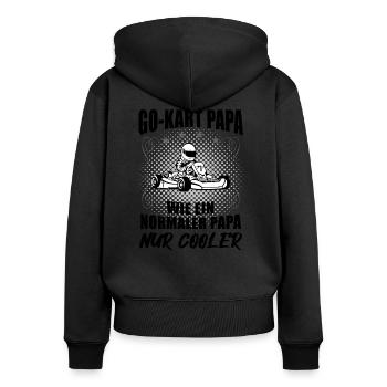 Kart Gokart Papa Vater Cooles Kartsport Geschenk - Frauen Premium Bio Zip Hoodie - Schwarz - Hinten - Julia (174cm)