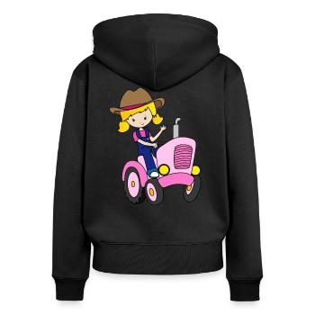 Traktorfahrer Mädchen Damen Bauer Kinder Geschenk - Frauen Premium Bio Zip Hoodie - Schwarz - Hinten - Julia (174cm)
