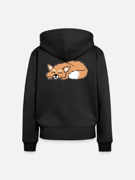 Niedlicher Schlafender Fuchs Schlaf Geschenk - Frauen Premium Bio Zip Hoodie - Schwarz