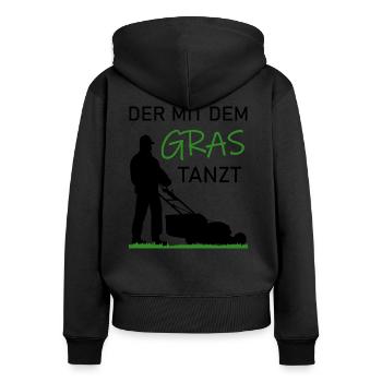 Rasenmähen Lustiger Spruch Rasen Gras Geschenk - Frauen Premium Bio Zip Hoodie - Schwarz - Hinten - Julia (174cm)