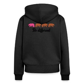 Be Different Ours Drôles Soyez Différent Cadeau - Sweat à capuche zippé Premium bio Femme - noir - Dos - Julia (174cm)