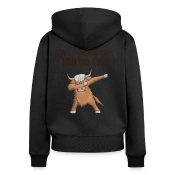 Dabbing Kuh Schottisches Hochlandrind Geschenk - Frauen Premium Bio Zip Hoodie - Schwarz - Hinten - Julia (174cm)