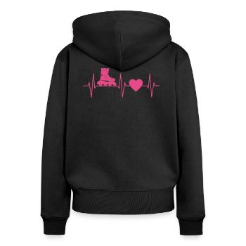 Inlineskaten Geschenk Rollerblading EKG Linie Herz - Frauen Premium Bio Zip Hoodie - Schwarz - Hinten - Julia (174cm)