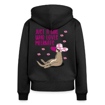Cadeau de dames drôle de fille suricate - Sweat à capuche zippé Premium bio Femme - noir - Dos - Julia (174cm)
