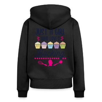 Baking baker confectioner girl saying gift - Women's Premium Organic Zip Hoodie - black - Back - Julia (174cm)