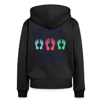 Fußpflege Podologin Podologie Spruch Geschenk - Frauen Premium Bio Zip Hoodie - Schwarz - Hinten - Julia (174cm)