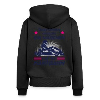 Kart Gokart Kartsport Kartfahrerin Damen Geschenk - Frauen Premium Bio Zip Hoodie - Schwarz - Hinten - Julia (174cm)