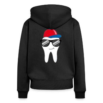 Drôle de dents dentistes cadeau - Sweat à capuche zippé Premium bio Femme - noir - Dos - Julia (174cm)