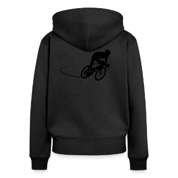 Cyclisme Cyclisme Vélo de course Cycliste cadeau - Sweat à capuche zippé Premium bio Femme - noir - Dos - Julia (174cm)