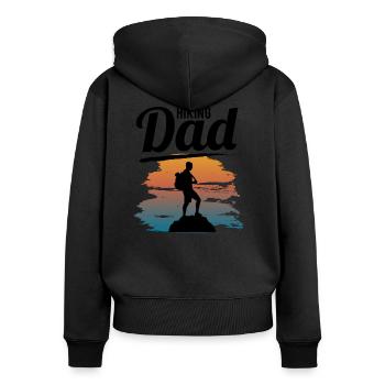 Wanderer Bergsteiger Outdoor Papa Vater Geschenk - Frauen Premium Bio Zip Hoodie - Schwarz - Hinten - Julia (174cm)