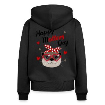 Drôle de loutre cadeau de la fête des mères Mama Marder - Sweat à capuche zippé Premium bio Femme - noir - Dos - Julia (174cm)