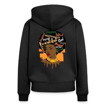African Woman Afro Queen Africa Ladies Gift - Women's Premium Organic Zip Hoodie - black - Back - Julia (174cm)
