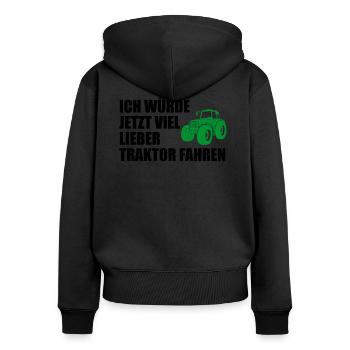 Traktor Trecker Bauer Landwirtschaft Geschenk - Frauen Premium Bio Zip Hoodie - Schwarz - Hinten - Julia (174cm)