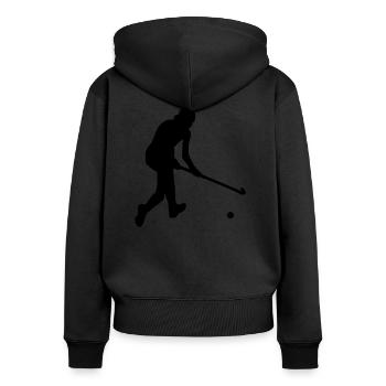 Hockey hockey de hockey cadeau de joueur équipe - Sweat à capuche zippé Premium bio Femme - noir - Dos - Julia (174cm)