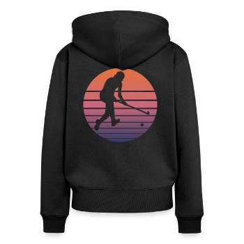 Hockey hockey de hockey rétro rétro cadeau vintage - Sweat à capuche zippé Premium bio Femme - noir - Dos - Julia (174cm)