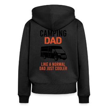 Camping Papa Spruch Camper Camping-car Van Cadeau - Sweat à capuche zippé Premium bio Femme - noir - Dos - Julia (174cm)