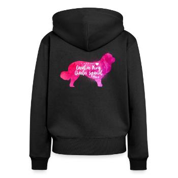 Cavalier King Charles Spaniel Mama - Frauen Premium Bio Zip Hoodie - Schwarz - Hinten - Julia (174cm)
