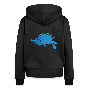 Not Today cat blue - Frauen Premium Bio Zip Hoodie - Schwarz - Hinten - Julia (174cm)