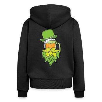 St Patricks beer beard - Frauen Premium Bio Zip Hoodie - Schwarz - Hinten - Julia (174cm)
