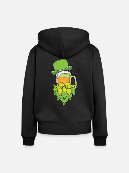 St Patricks beer beard - Frauen Premium Bio Zip Hoodie - Schwarz