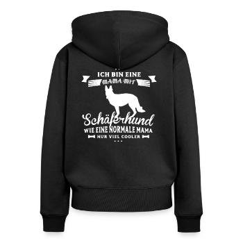 Coole Schäferhund Mama - Frauen Premium Bio Zip Hoodie - Schwarz - Hinten - Julia (174cm)